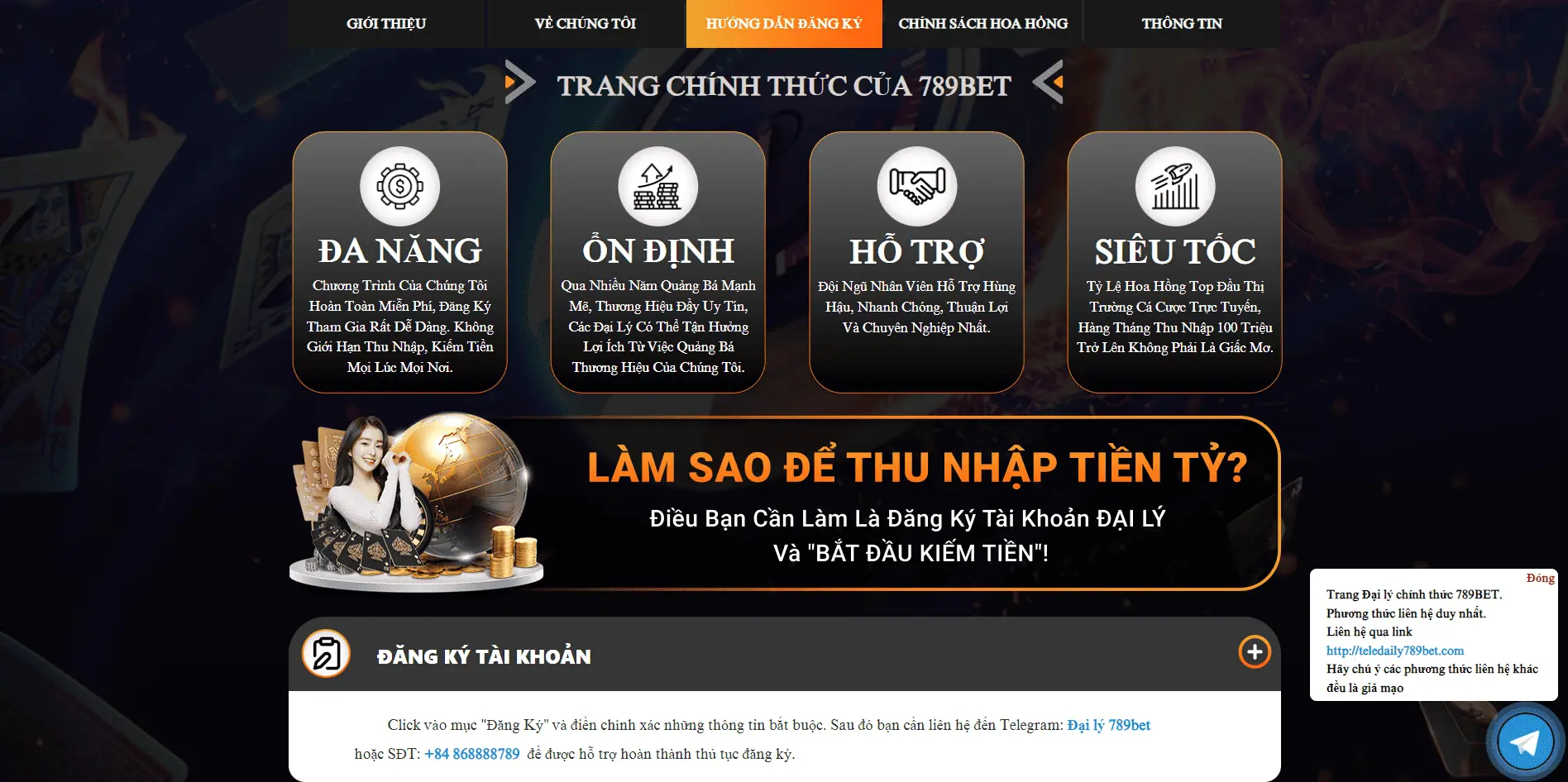 Quy trình đăng ký thành đại lý 789bet